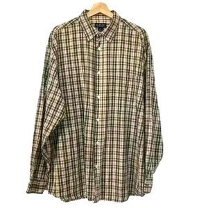 Austin Mens Casual Button Down Shirt Size XXL Orange and Green Plaid